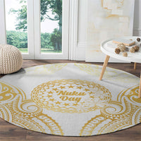 Cook Islands Gospel Day Round Carpet Happy Nuku Day Tiare Maori Gold LT14 - Polynesian Pride