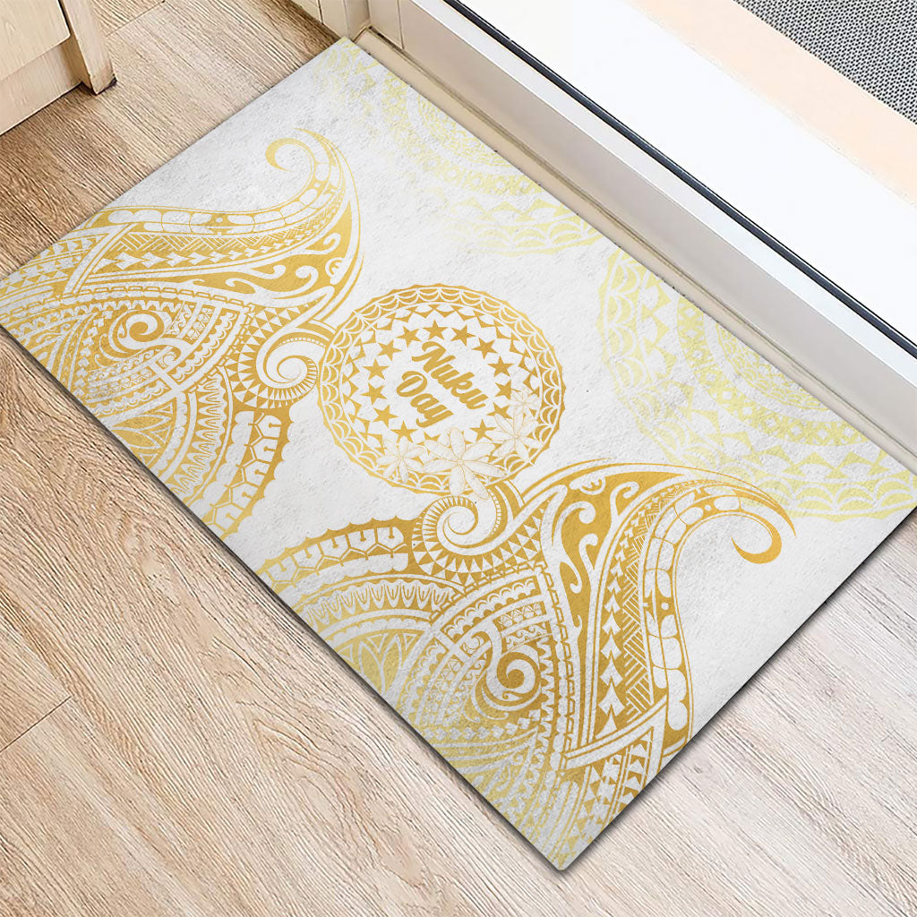 Cook Islands Gospel Day Rubber Doormat Happy Nuku Day Tiare Maori Gold LT14 - Polynesian Pride