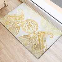 Cook Islands Gospel Day Rubber Doormat Happy Nuku Day Tiare Maori Gold LT14 - Polynesian Pride
