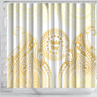 Cook Islands Gospel Day Shower Curtain Happy Nuku Day Tiare Maori Gold LT14 - Polynesian Pride