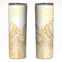 Cook Islands Gospel Day Skinny Tumbler Happy Nuku Day Tiare Maori Gold LT14 Gold - Polynesian Pride