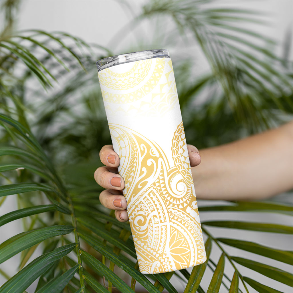 Cook Islands Gospel Day Skinny Tumbler Happy Nuku Day Tiare Maori Gold LT14 - Polynesian Pride