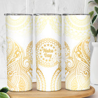 Cook Islands Gospel Day Skinny Tumbler Happy Nuku Day Tiare Maori Gold LT14 - Polynesian Pride