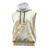 Cook Islands Gospel Day Sleeveless Hoodie Happy Nuku Day Tiare Maori Gold LT14 Gold - Polynesian Pride