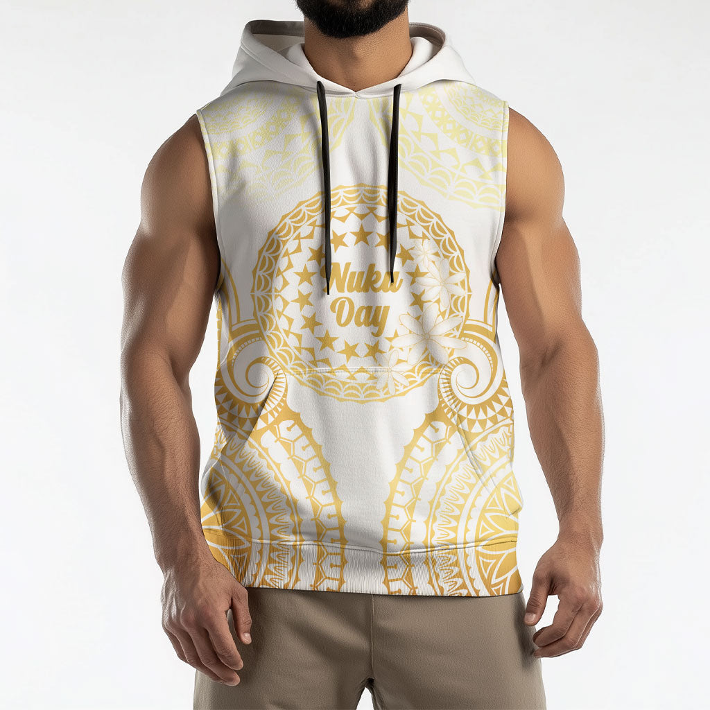 Cook Islands Gospel Day Sleeveless Hoodie Happy Nuku Day Tiare Maori Gold LT14 - Polynesian Pride
