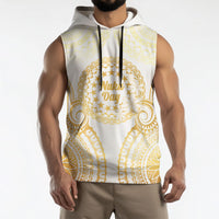 Cook Islands Gospel Day Sleeveless Hoodie Happy Nuku Day Tiare Maori Gold LT14 - Polynesian Pride