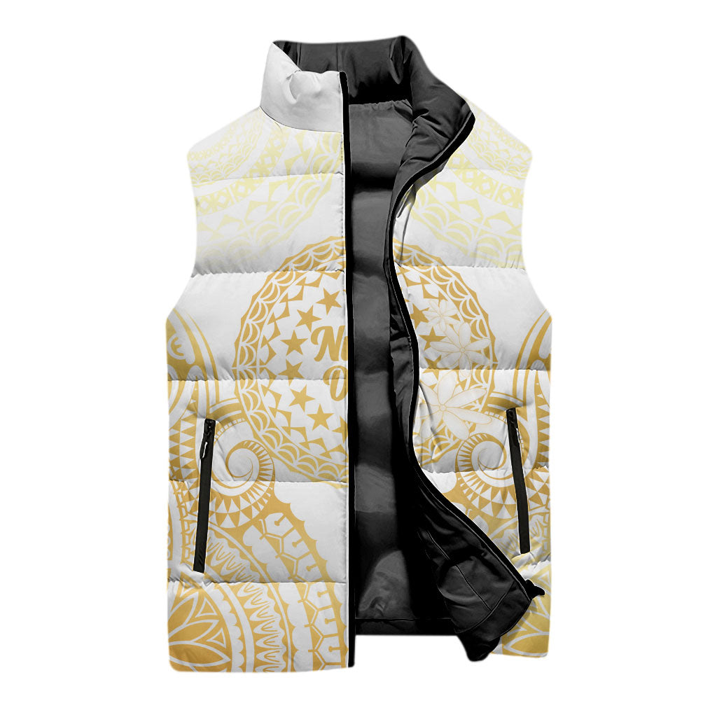 Cook Islands Gospel Day Sleeveless Puffer Jacket Happy Nuku Day Tiare Maori Gold LT14 - Polynesian Pride