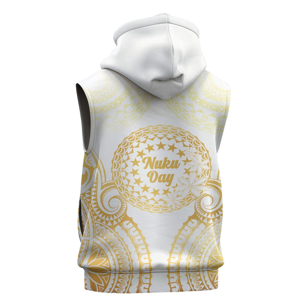 Cook Islands Gospel Day Sleeveless Zip Hoodie Happy Nuku Day Tiare Maori Gold LT14 - Polynesian Pride