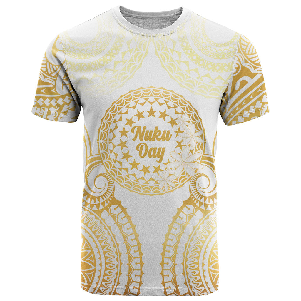 Cook Islands Gospel Day T Shirt Happy Nuku Day Tiare Maori Gold LT14 Gold - Polynesian Pride