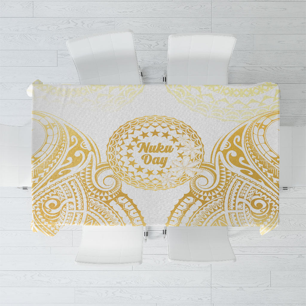Cook Islands Gospel Day Tablecloth Happy Nuku Day Tiare Maori Gold LT14 Gold - Polynesian Pride