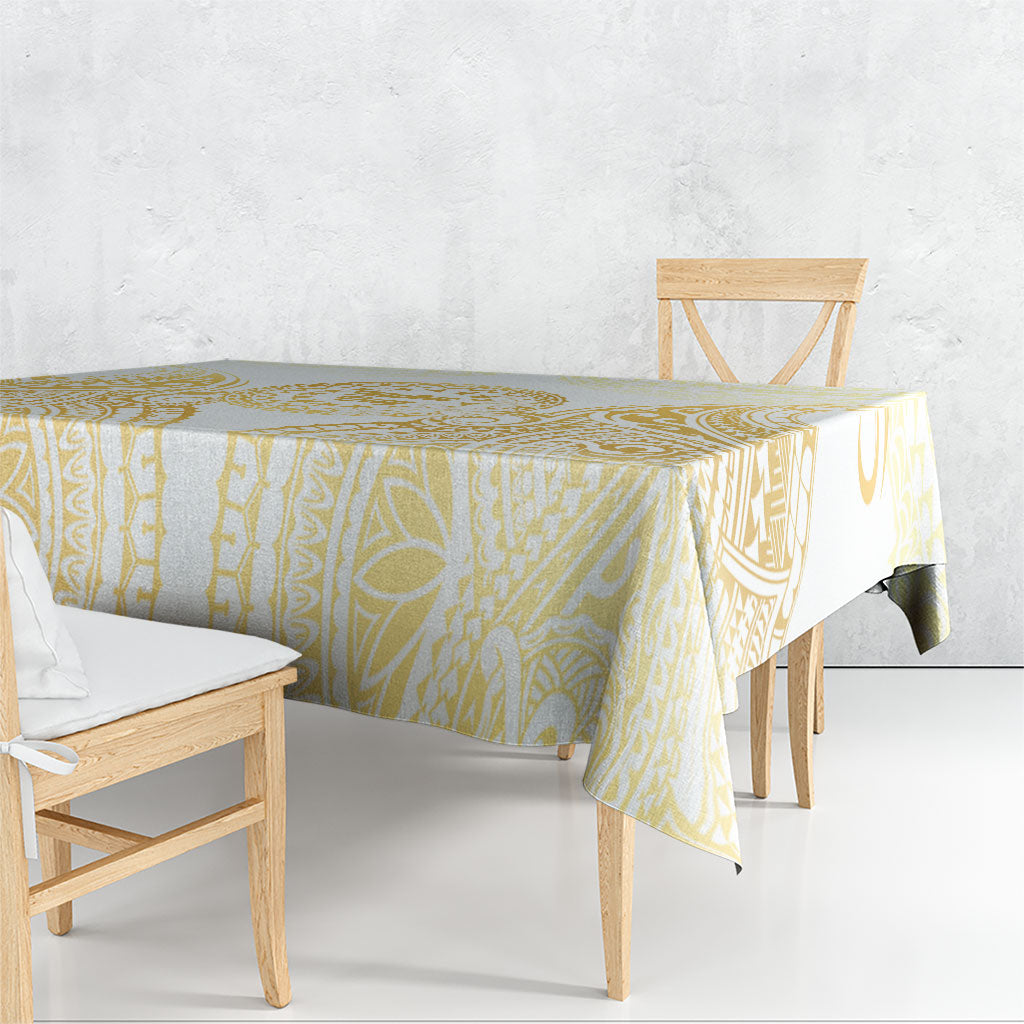 Cook Islands Gospel Day Tablecloth Happy Nuku Day Tiare Maori Gold LT14 - Polynesian Pride