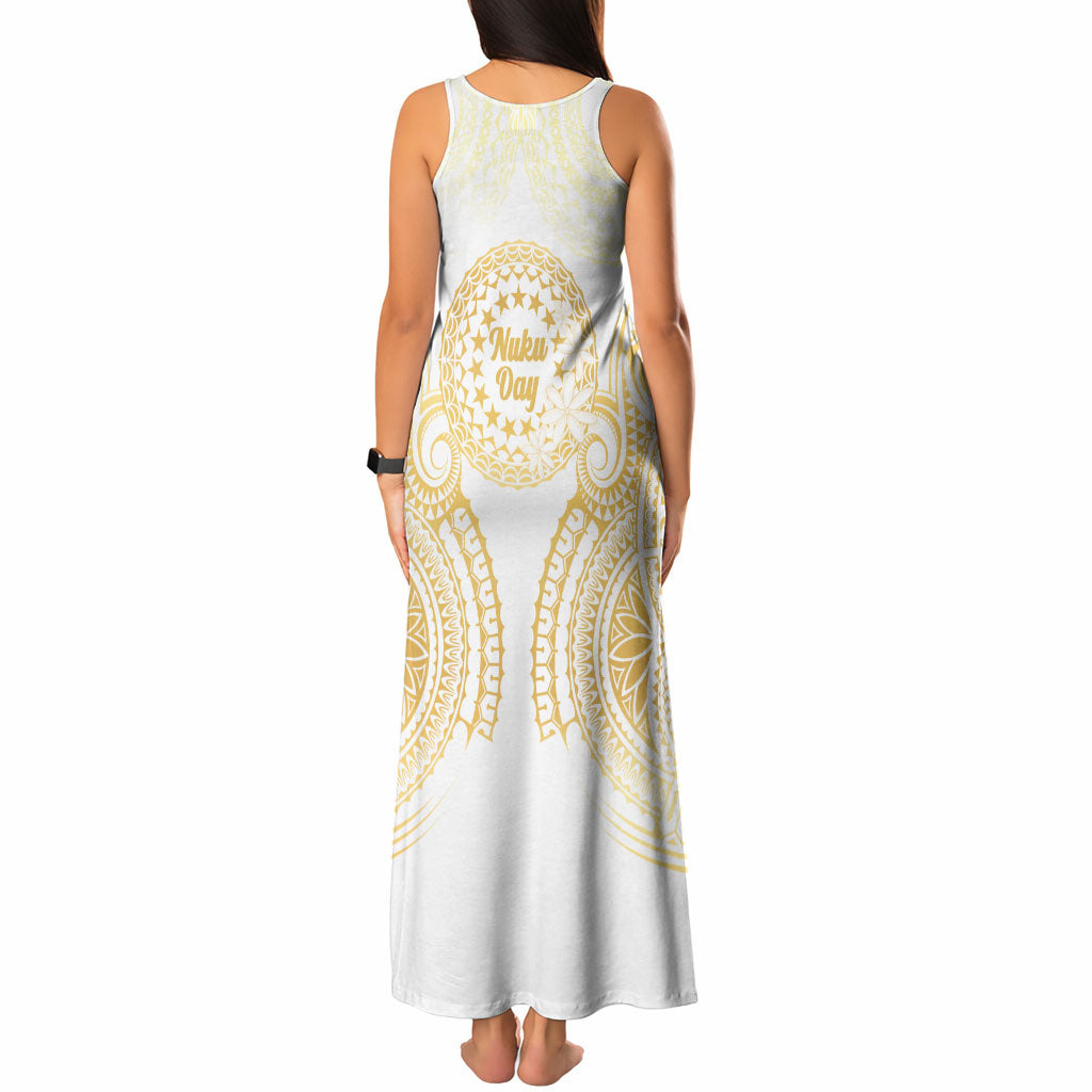Cook Islands Gospel Day Tank Maxi Dress Happy Nuku Day Tiare Maori Gold LT14 - Polynesian Pride