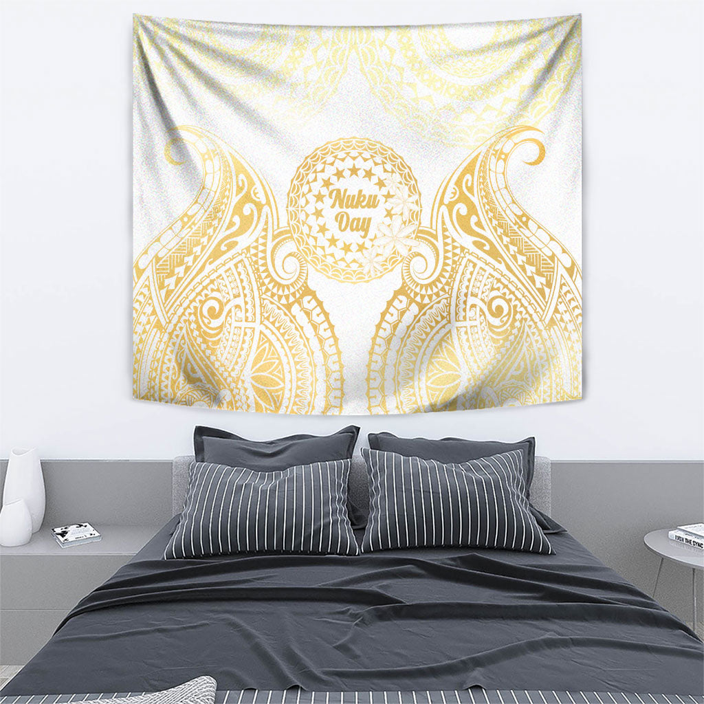 Cook Islands Gospel Day Tapestry Happy Nuku Day Tiare Maori Gold LT14 - Polynesian Pride