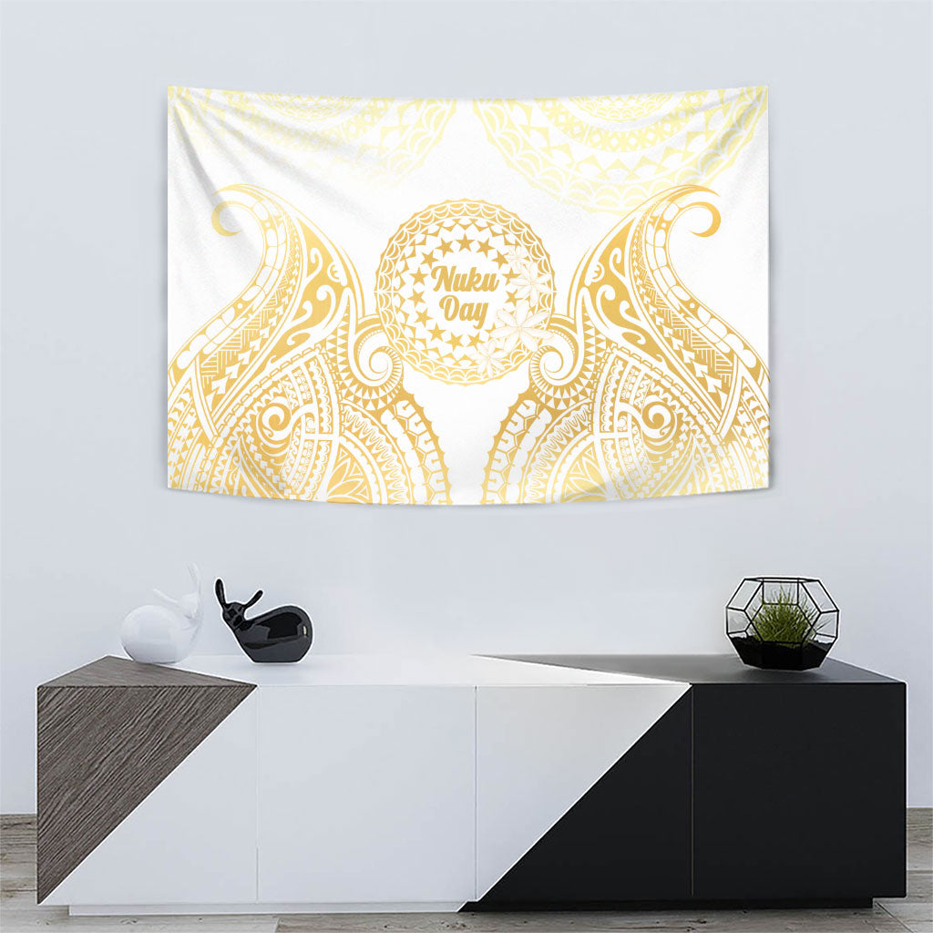 Cook Islands Gospel Day Tapestry Happy Nuku Day Tiare Maori Gold LT14 - Polynesian Pride
