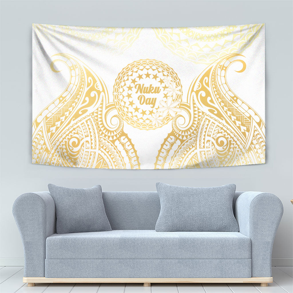 Cook Islands Gospel Day Tapestry Happy Nuku Day Tiare Maori Gold LT14 - Polynesian Pride