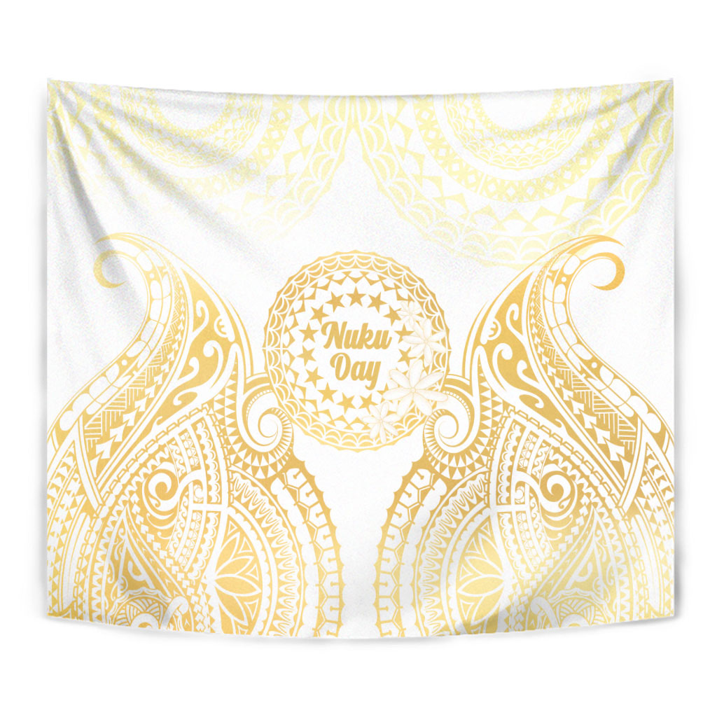 Cook Islands Gospel Day Tapestry Happy Nuku Day Tiare Maori Gold LT14 - Polynesian Pride
