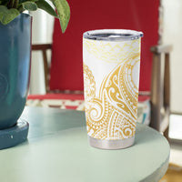 Cook Islands Gospel Day Tumbler Cup Happy Nuku Day Tiare Maori Gold LT14 - Polynesian Pride