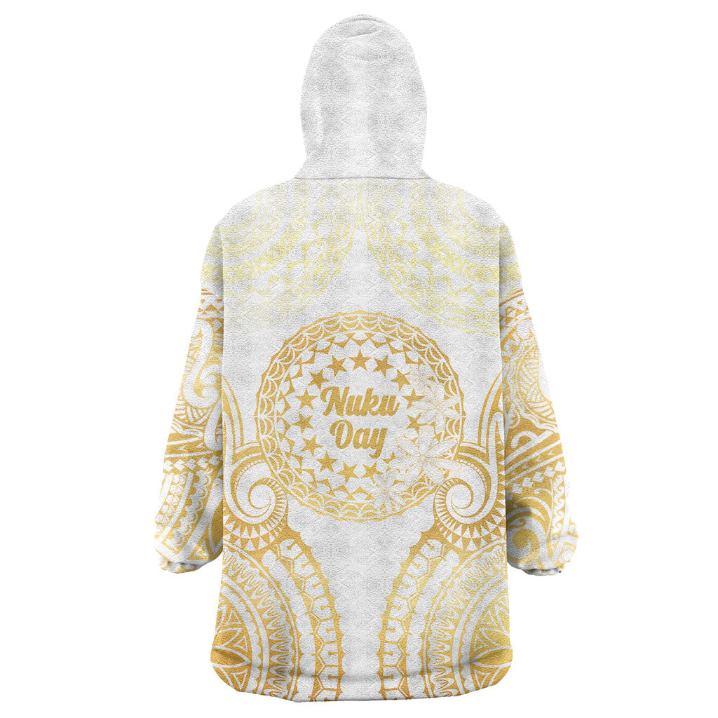 Cook Islands Gospel Day Wearable Blanket Hoodie Happy Nuku Day Tiare Maori Gold LT14 - Polynesian Pride