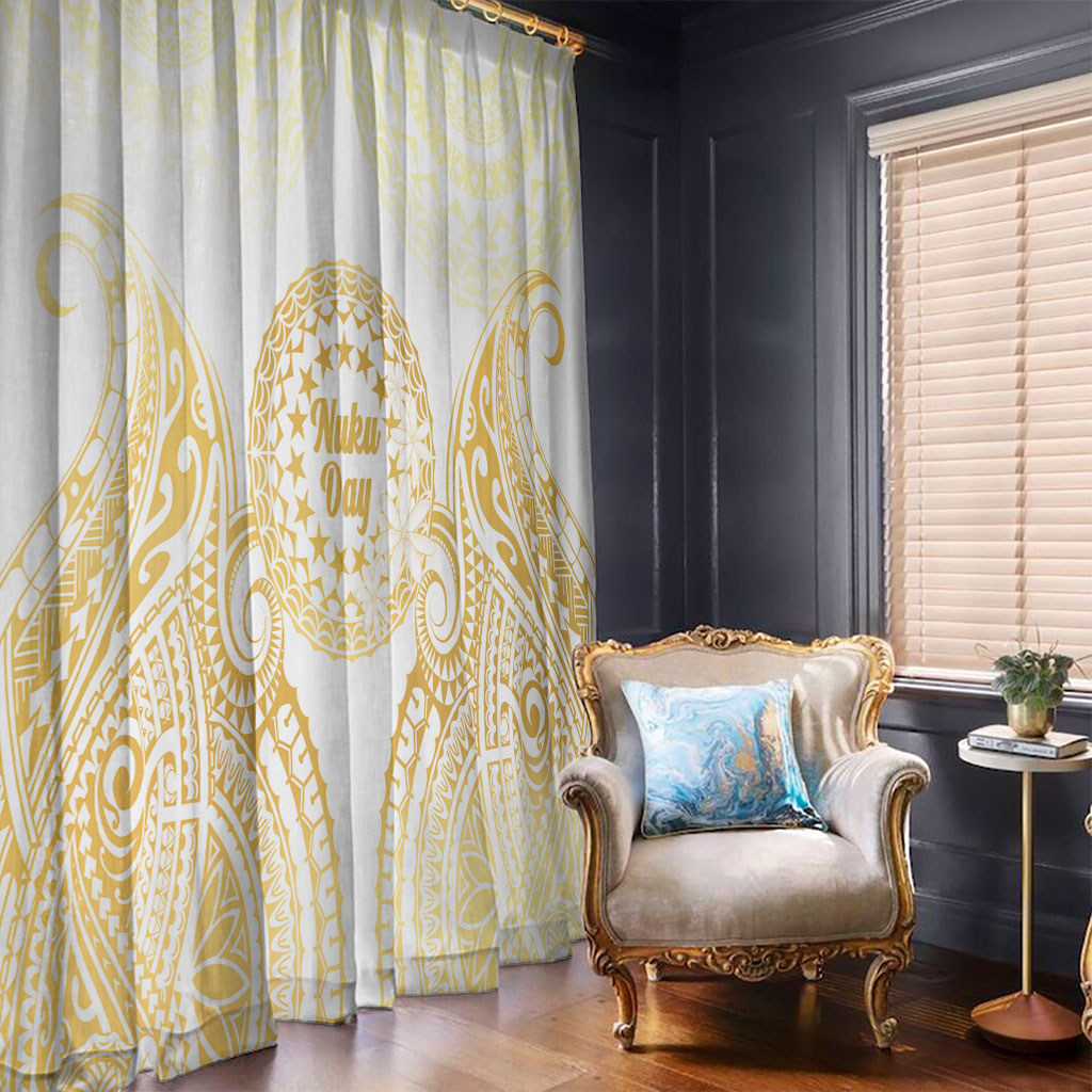 Cook Islands Gospel Day Window Curtain Happy Nuku Day Tiare Maori Gold LT14 - Polynesian Pride