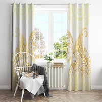 Cook Islands Gospel Day Window Curtain Happy Nuku Day Tiare Maori Gold LT14 - Polynesian Pride