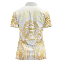 Cook Islands Gospel Day Women Polo Shirt Happy Nuku Day Tiare Maori Gold LT14 - Polynesian Pride