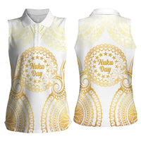 Cook Islands Gospel Day Women Sleeveless Polo Shirt Happy Nuku Day Tiare Maori Gold LT14 - Polynesian Pride