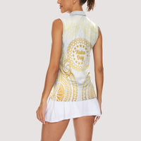 Cook Islands Gospel Day Women Sleeveless Polo Shirt Happy Nuku Day Tiare Maori Gold LT14 - Polynesian Pride