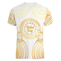 Cook Islands Gospel Day Women V-Neck T-Shirt Happy Nuku Day Tiare Maori Gold LT14 - Polynesian Pride