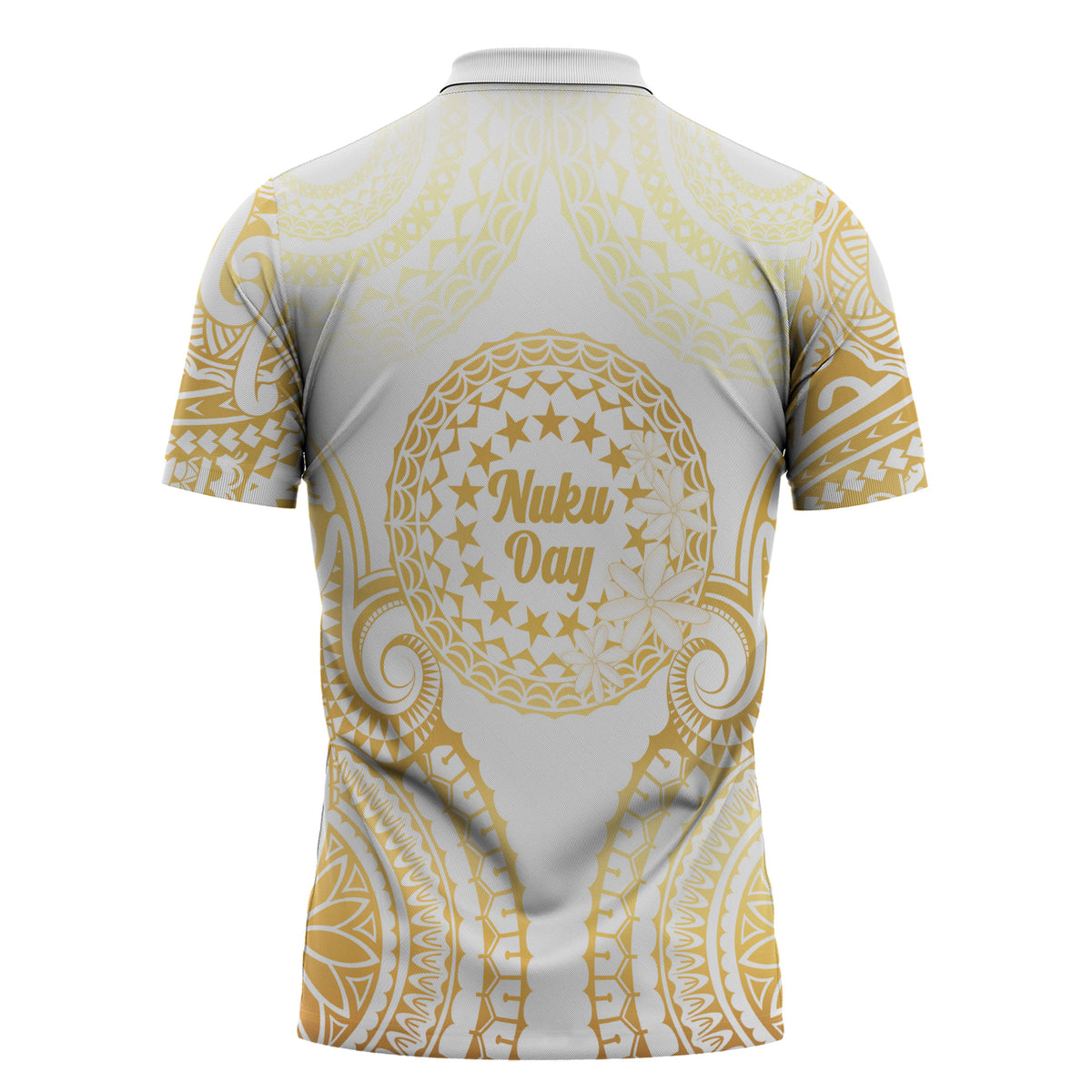 Cook Islands Gospel Day Zipper Polo Shirt Happy Nuku Day Tiare Maori Gold LT14 - Polynesian Pride