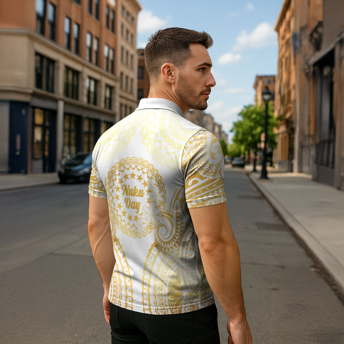 Cook Islands Gospel Day Zipper Polo Shirt Happy Nuku Day Tiare Maori Gold LT14 - Polynesian Pride