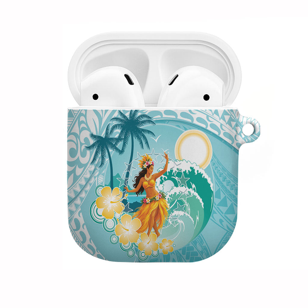 Ura Cook Islands AirPods Case Kuki 'Airani Traditional Dance Tropical Vibes LT14 Cyan - Polynesian Pride