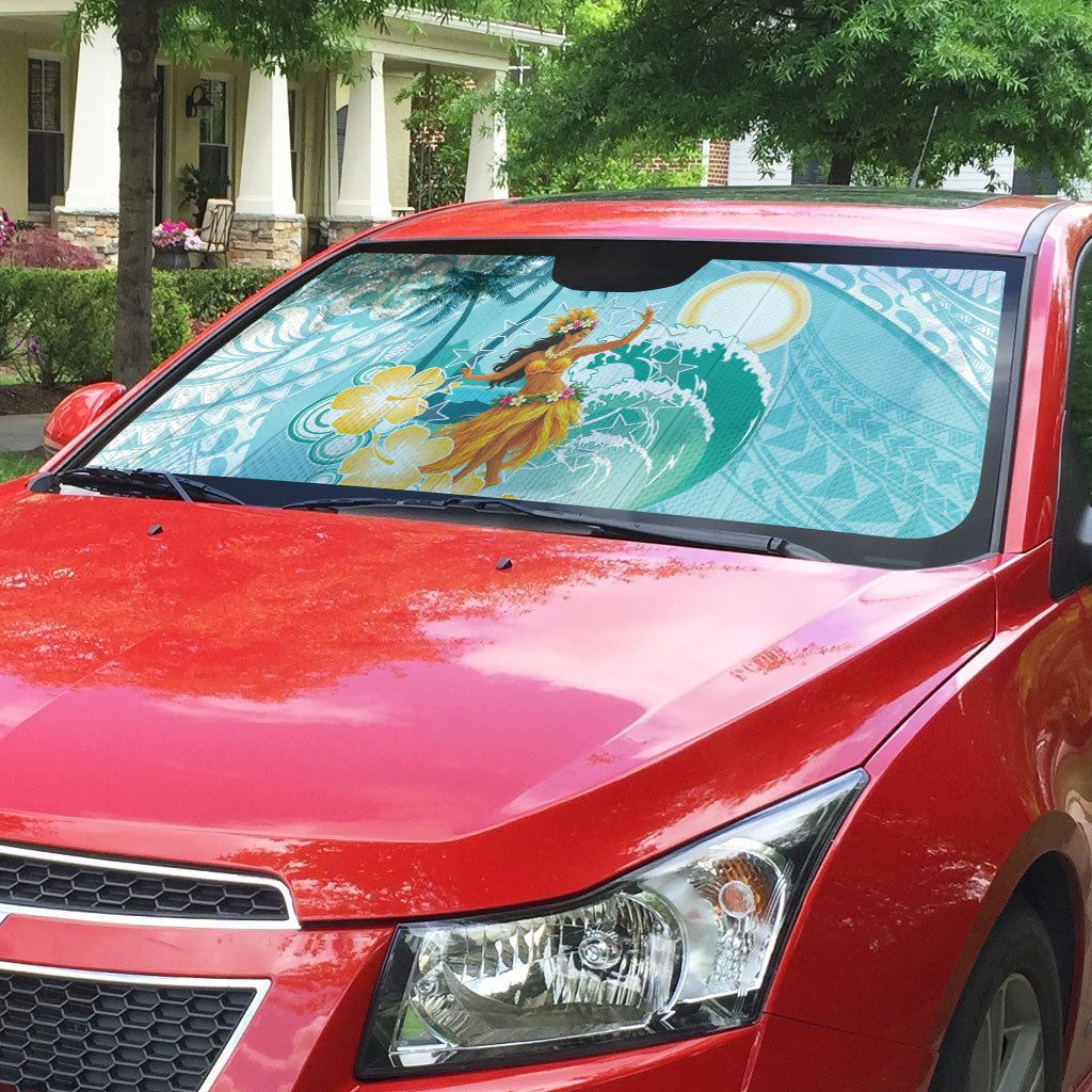 Ura Cook Islands Auto Sun Shade Kuki 'Airani Traditional Dance Tropical Vibes LT14 - Polynesian Pride