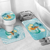 Ura Cook Islands Bathroom Set Kuki 'Airani Traditional Dance Tropical Vibes LT14 Mat Set Only (3 pcs) One Size Cyan - Polynesian Pride