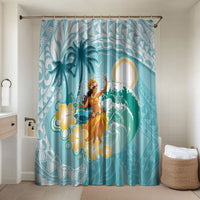 Ura Cook Islands Bathroom Set Kuki 'Airani Traditional Dance Tropical Vibes LT14 Shower Curtain Only Cyan - Polynesian Pride