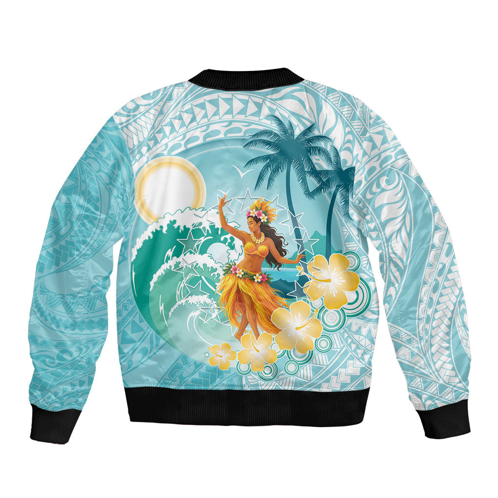 Ura Cook Islands Bomber Jacket Kuki 'Airani Traditional Dance Tropical Vibes LT14 - Polynesian Pride