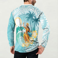 Ura Cook Islands Button Sweatshirt Kuki 'Airani Traditional Dance Tropical Vibes LT14 - Polynesian Pride