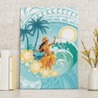 Ura Cook Islands Canvas Wall Art Kuki 'Airani Traditional Dance Tropical Vibes LT14 Without Frame Cyan - Polynesian Pride