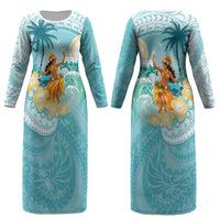Ura Cook Islands Couples Matching Long Sleeve Bodycon Dress and Long Sleeve Button Shirt Kuki 'Airani Traditional Dance Tropical Vibes LT14 - Polynesian Pride