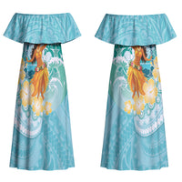 Ura Cook Islands Couples Matching Off Shoulder Maxi Dress and Hawaiian Shirt Kuki 'Airani Traditional Dance Tropical Vibes LT14 - Polynesian Pride