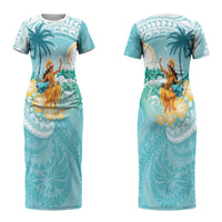 Ura Cook Islands Couples Matching Short Sleeve Bodycon Dress and Long Sleeve Button Shirt Kuki 'Airani Traditional Dance Tropical Vibes LT14 - Polynesian Pride