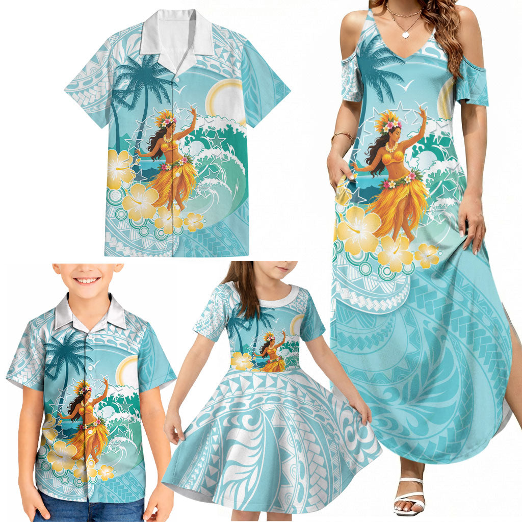 Ura Cook Islands Family Matching Summer Maxi Dress and Hawaiian Shirt Kuki 'Airani Traditional Dance Tropical Vibes LT14 - Polynesian Pride