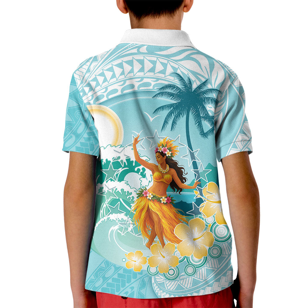 Ura Cook Islands Kid Polo Shirt Kuki 'Airani Traditional Dance Tropical Vibes LT14 - Polynesian Pride