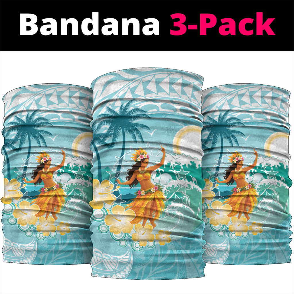 Ura Cook Islands Neck Gaiter Kuki 'Airani Traditional Dance Tropical Vibes LT14 package One Size: 25*50cm Cyan - Polynesian Pride