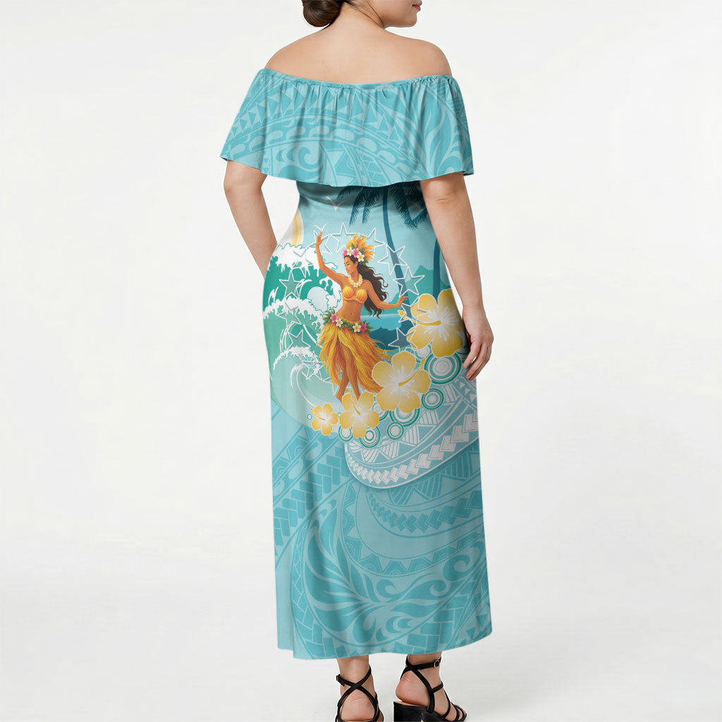 Ura Cook Islands Off Shoulder Maxi Dress Kuki 'Airani Traditional Dance Tropical Vibes LT14 - Polynesian Pride