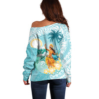 Ura Cook Islands Off Shoulder Sweater Kuki 'Airani Traditional Dance Tropical Vibes LT14 - Polynesian Pride