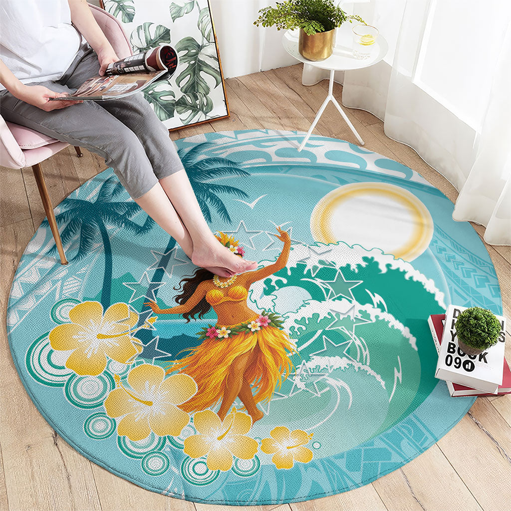 Ura Cook Islands Round Carpet Kuki 'Airani Traditional Dance Tropical Vibes LT14 - Polynesian Pride