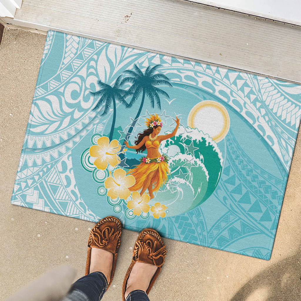 Ura Cook Islands Rubber Doormat Kuki 'Airani Traditional Dance Tropical Vibes LT14 - Polynesian Pride