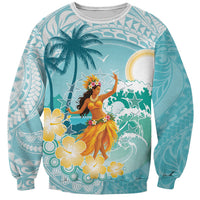 Ura Cook Islands Sweatshirt Kuki 'Airani Traditional Dance Tropical Vibes LT14 Unisex Cyan - Polynesian Pride