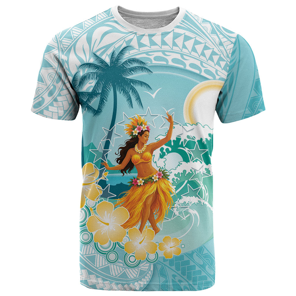 Ura Cook Islands T Shirt Kuki 'Airani Traditional Dance Tropical Vibes LT14 Cyan - Polynesian Pride