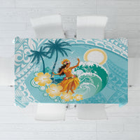 Ura Cook Islands Tablecloth Kuki 'Airani Traditional Dance Tropical Vibes LT14 Cyan - Polynesian Pride